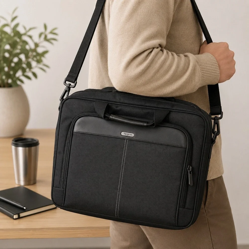 Targus Black Laptop Messenger Bag Briefcase Shoulder Strap Travel Office Case